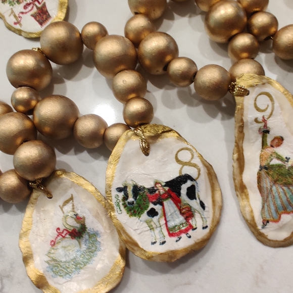 12 days of Christmas oyster shell ornaments or napkin rings Or Wine Bottle Decor - Picture 7 of 9